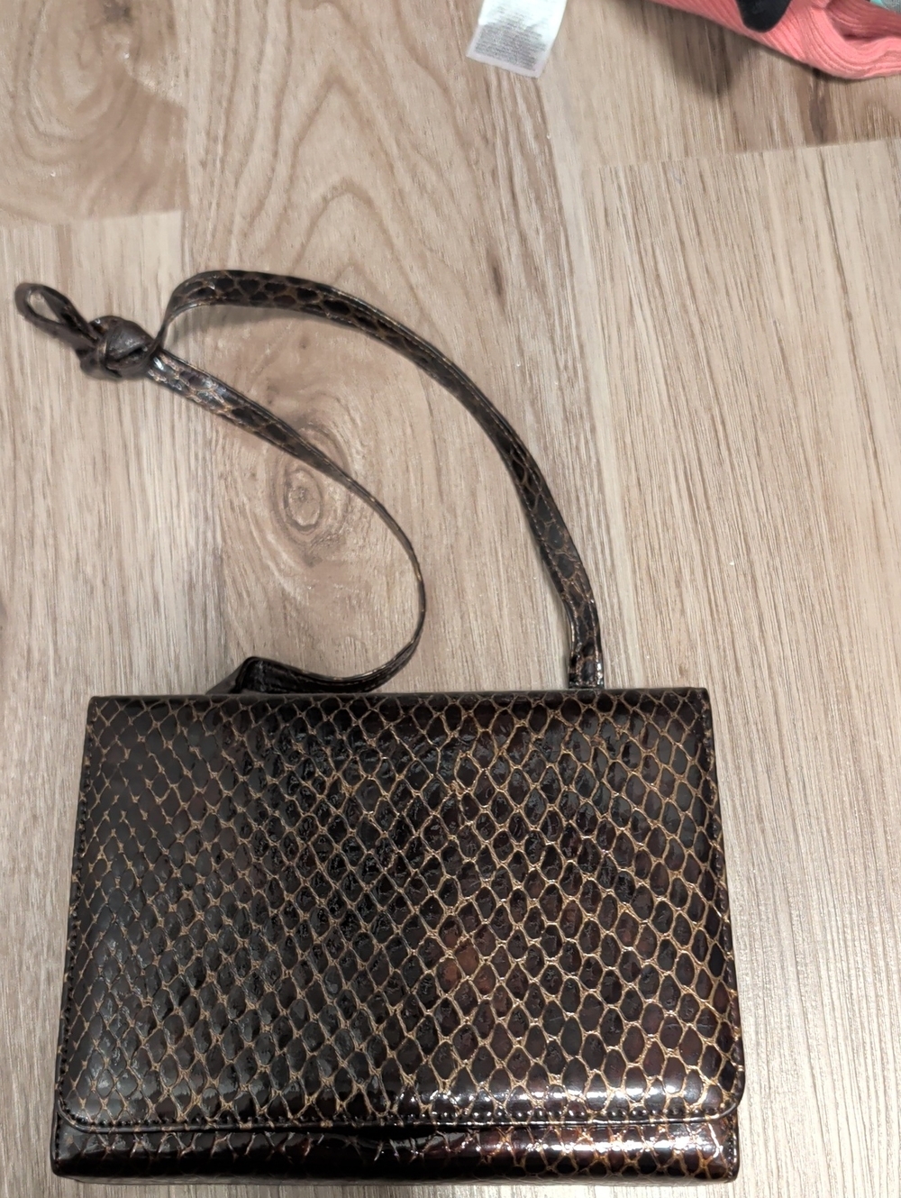 EUC Vintage Stuart Weitzman Brown Snake-Embossed Crossbody Bag